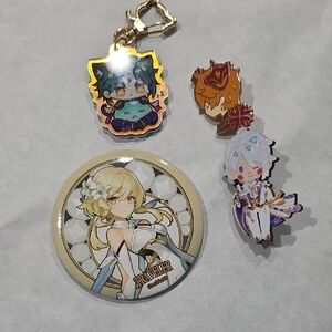 Genshin Impact Character Pin and Keychain Set